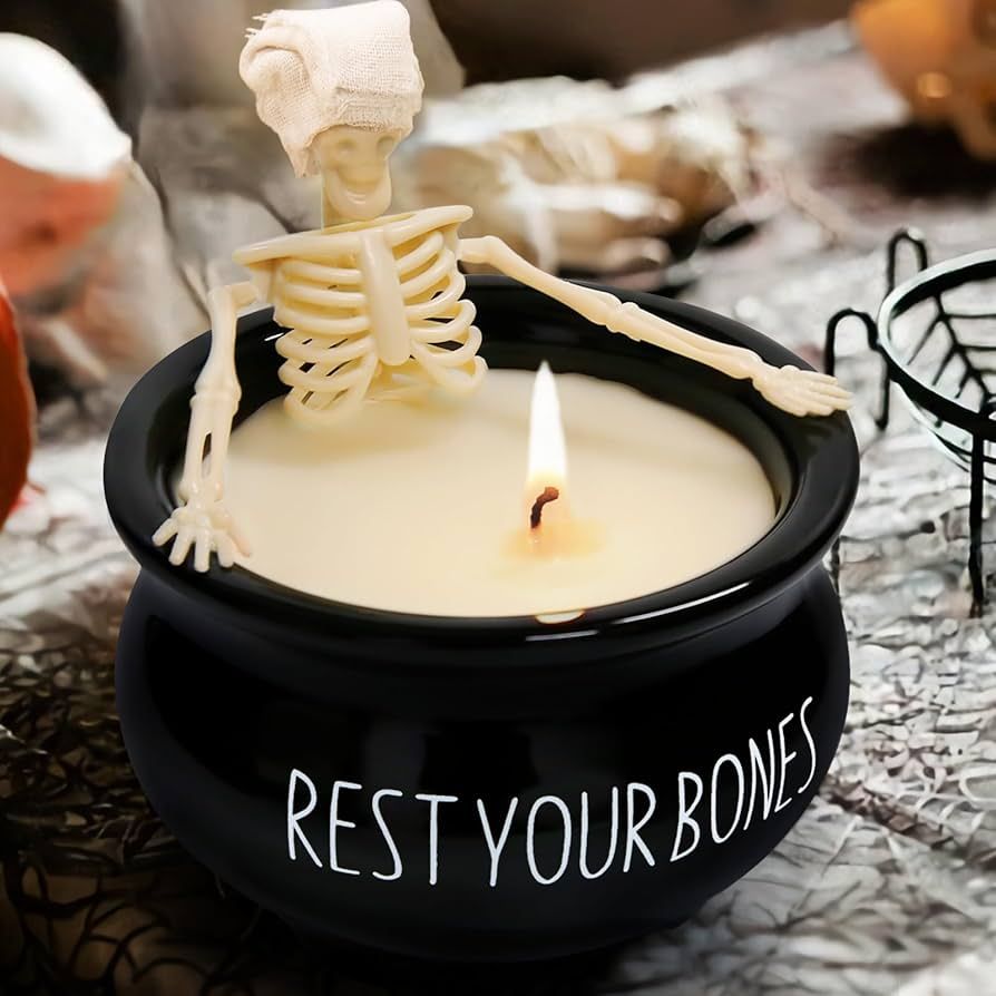 ORIENTAL CHERRY Skeleton Candle, Halloween Decor - Long Burning Soy Candle with Gothic Design, Vi... | Amazon (US)