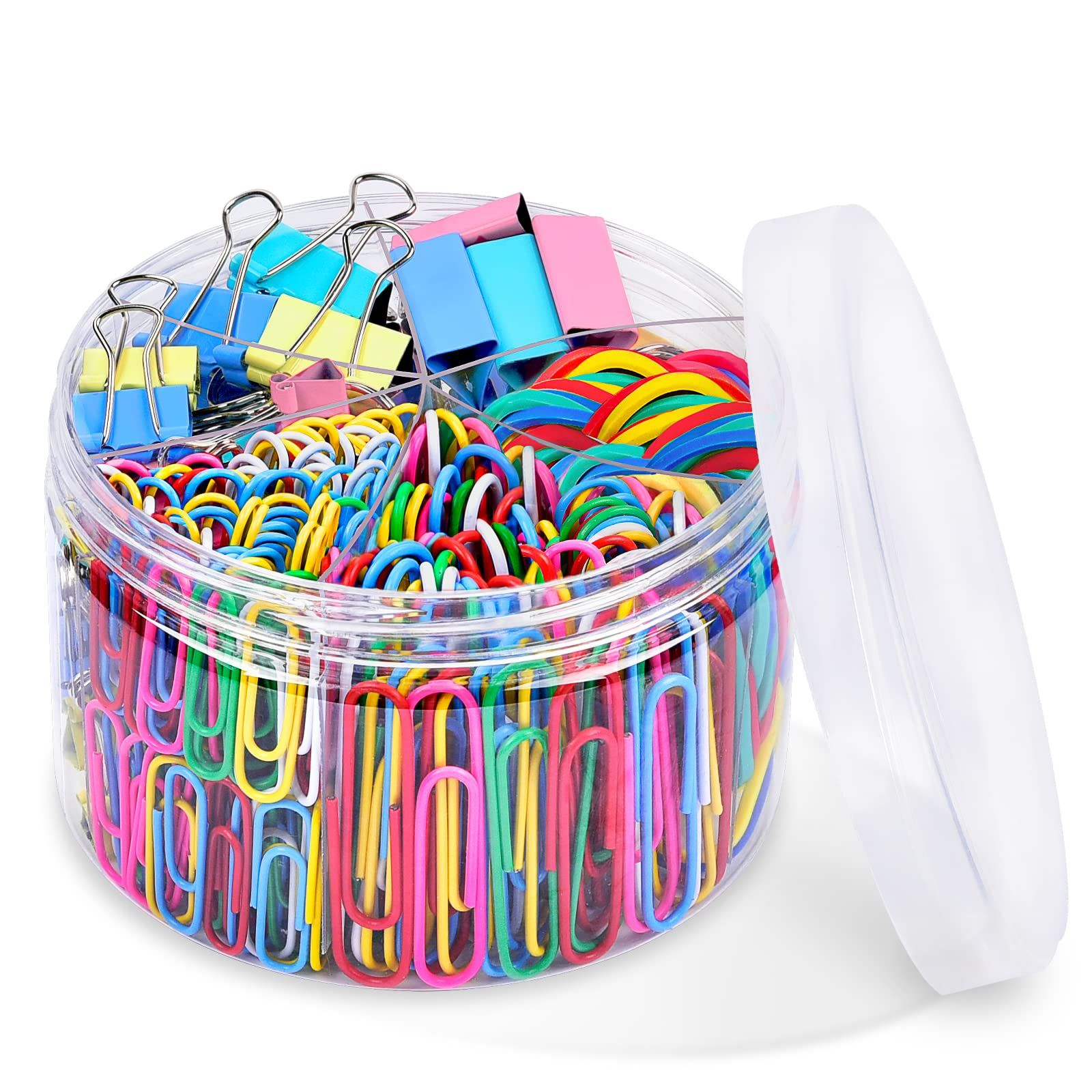 Binder Clips Paper Clips, Sopito 300pcs Colored Office Clips Set with Paper Clamps Paperclips Rubber | Amazon (US)