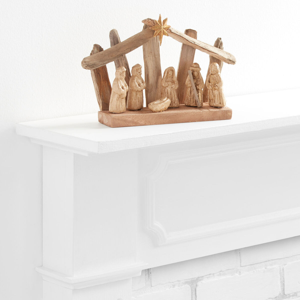 Driftwood and Paper Pulp Nativity Scene Decor in Brown/Gold/Beige by World Market | World Market
