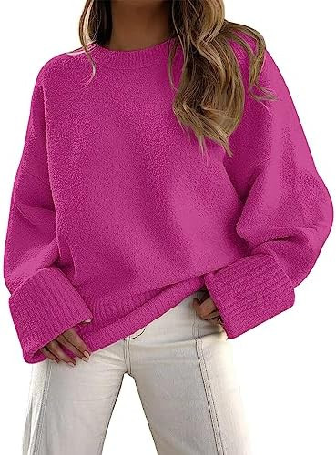 LILLUSORY Women's Oversized Sweaters Fuzzy Chunky Warm Pullover Sweater | Amazon (US)