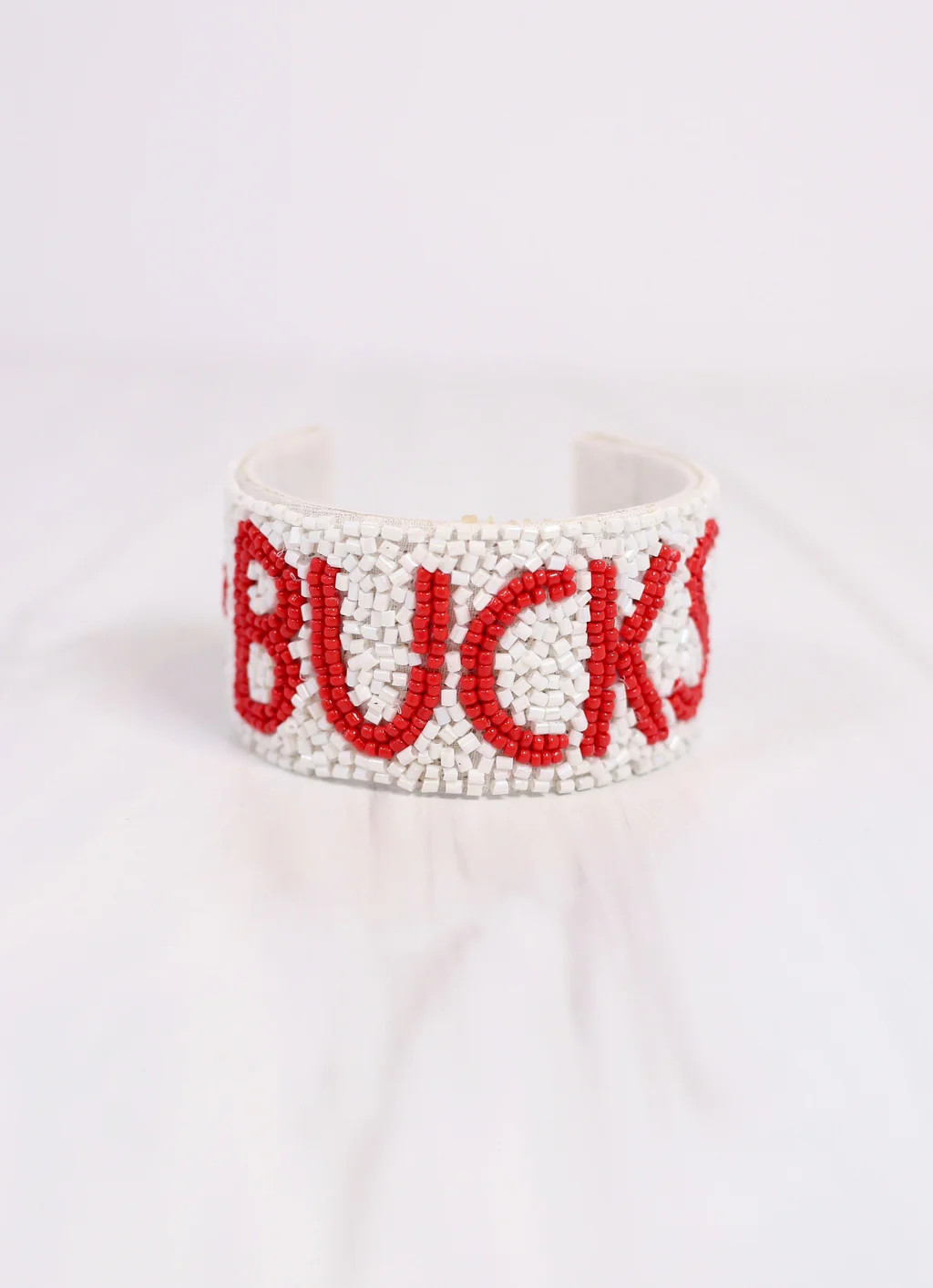 Bucks Beaded Cuff Bracelet WHITE | Caroline Hill