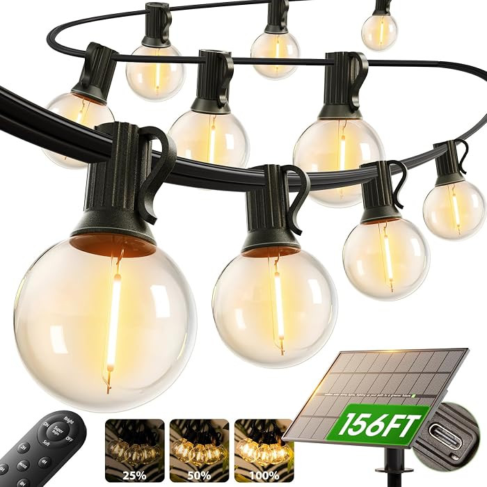 addlon 150FT Solar String Lights Outdoor Waterproof with Remote, Dimmable Commercial Grade Solar ... | Amazon (US)