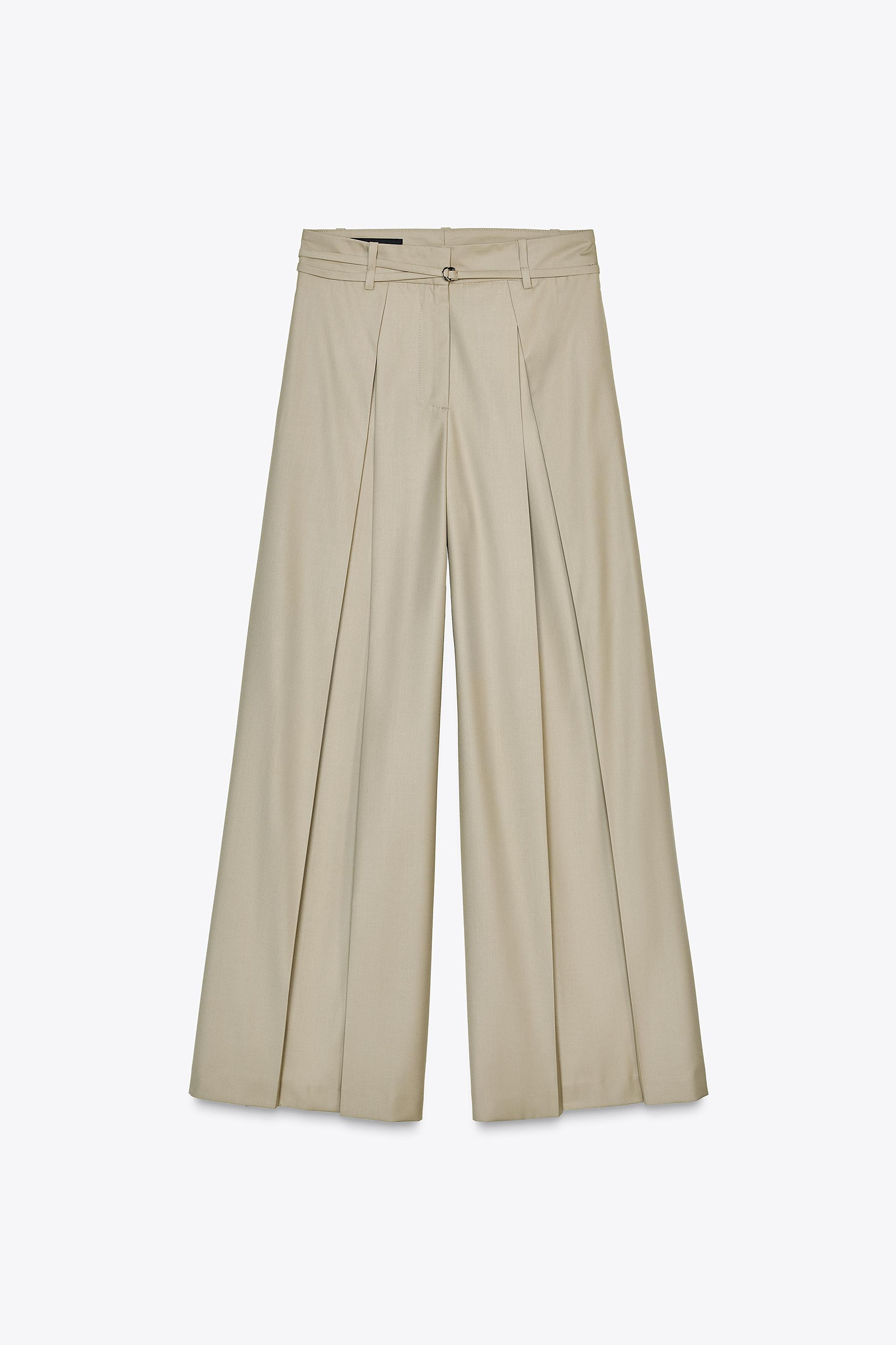PLEATED WIDE-LEG PANTS WITH THIN BELT | Zara US