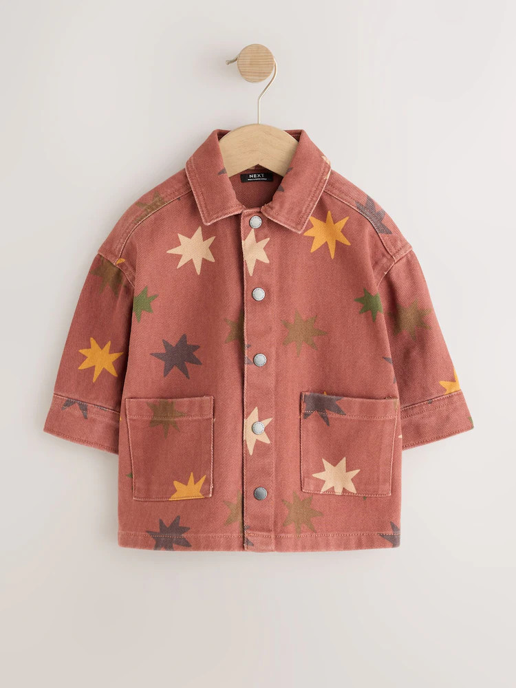 Rust Brown All Over Print Stars Twill Printed Overshirt (3mths-7yrs) | Next EU