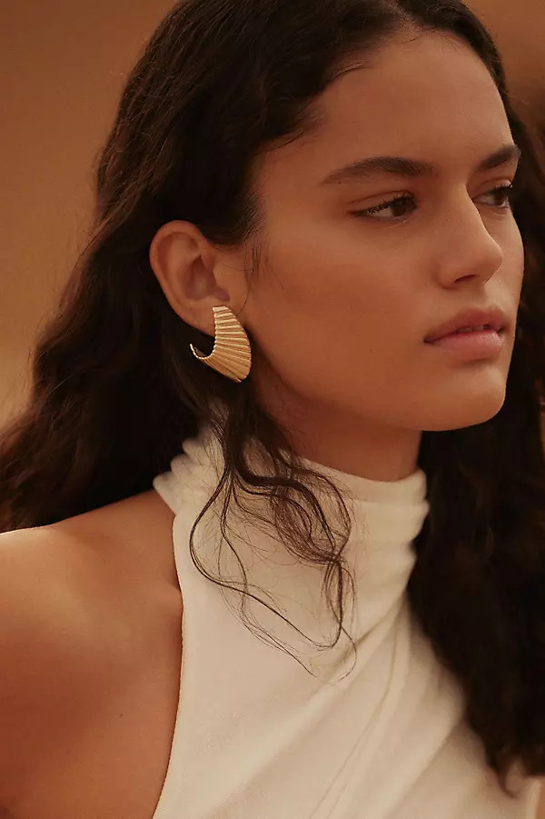 The Restored Vintage Collection: Ribbed Wave Post Earrings | Anthropologie (US)