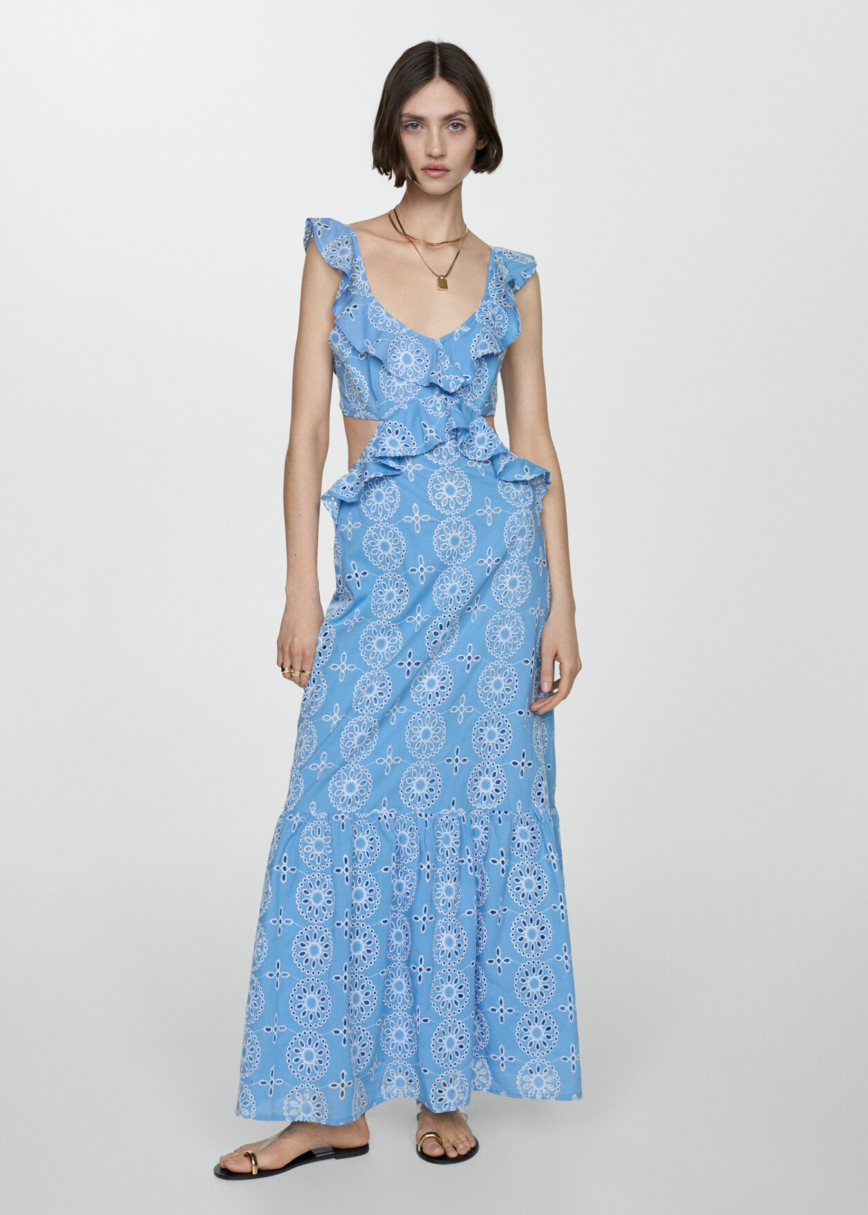 Openwork details ruffle dress | MANGO (US)