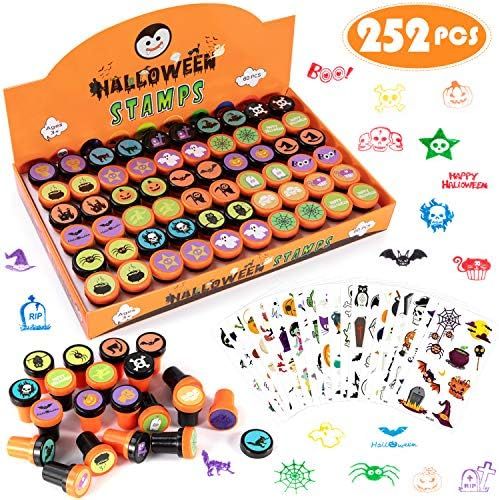 Halloween Stamps Kids Party Favors-60PCS Assorted Stampers with Halloween Tattoos 192PCS, Self Ink P | Amazon (US)