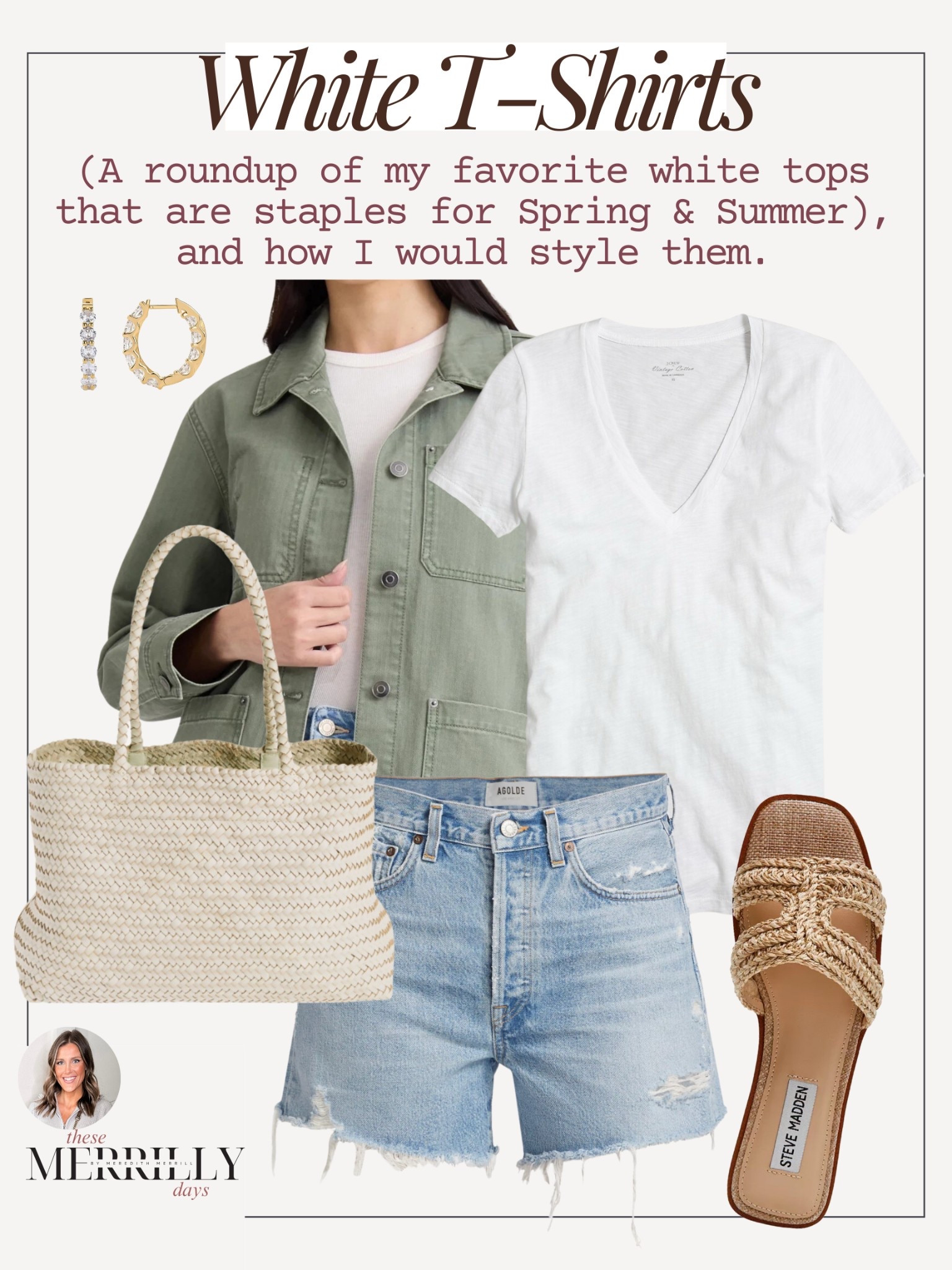 Casual spring outfit styled with a green utility jacket that’s super affordable from Walmart, my favorite denim shorts and a classic white v neck 

#LTKShoeCrush #LTKItBag #LTKStyleTip