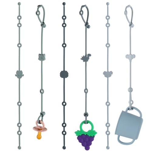 6-Pack Baby Toy Straps, Silicone High Chair & Stroller Straps, Toddler Bottle & Car Seat Accessories, Baby Travel Essentials with Pacifier Clips | Amazon (US)