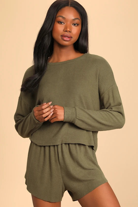 In Your Dreams Olive Green Long Sleeve Pajama Set | Lulus (US)