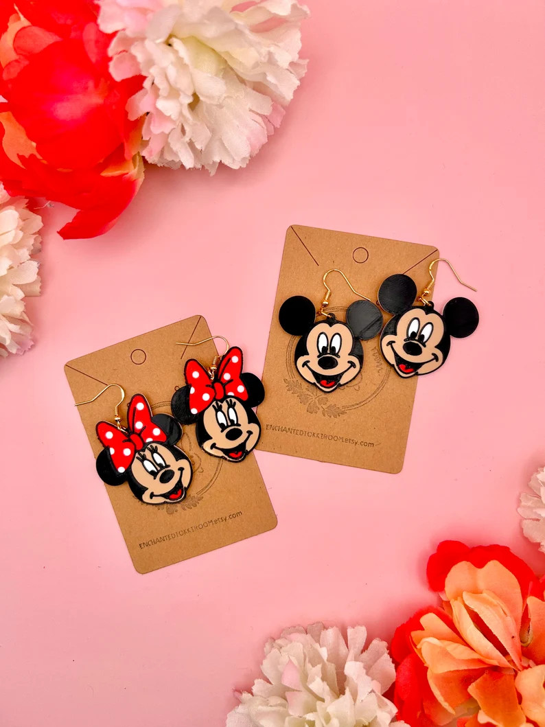 Mickey Earrings Minnie Earrings Disney Earrings Disney Accessories Disneybound World Fab Five Mic... | Etsy (US)