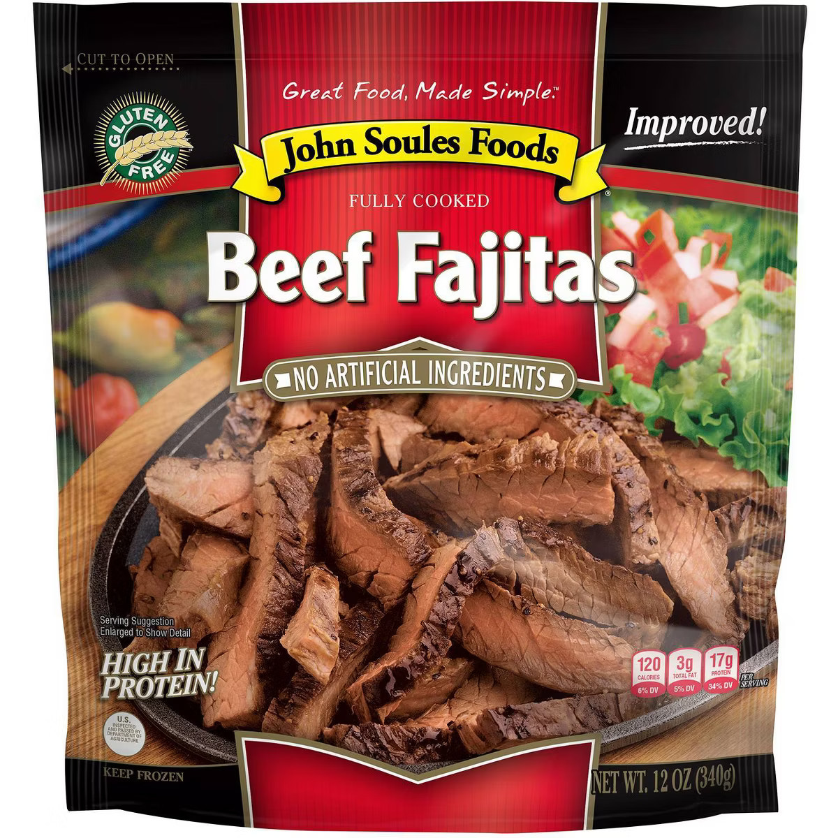 John Soules Foods Fully Cooked Beef Fajitas - Frozen - 12oz | Target