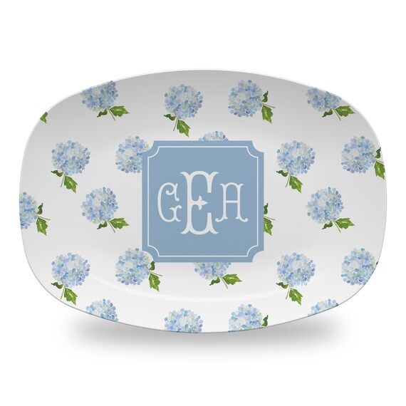 Hydrangea Serving Platter |  Personalized Platter |  Monogrammed Platter  |  Hostess Gift  |  Per... | Etsy (US)