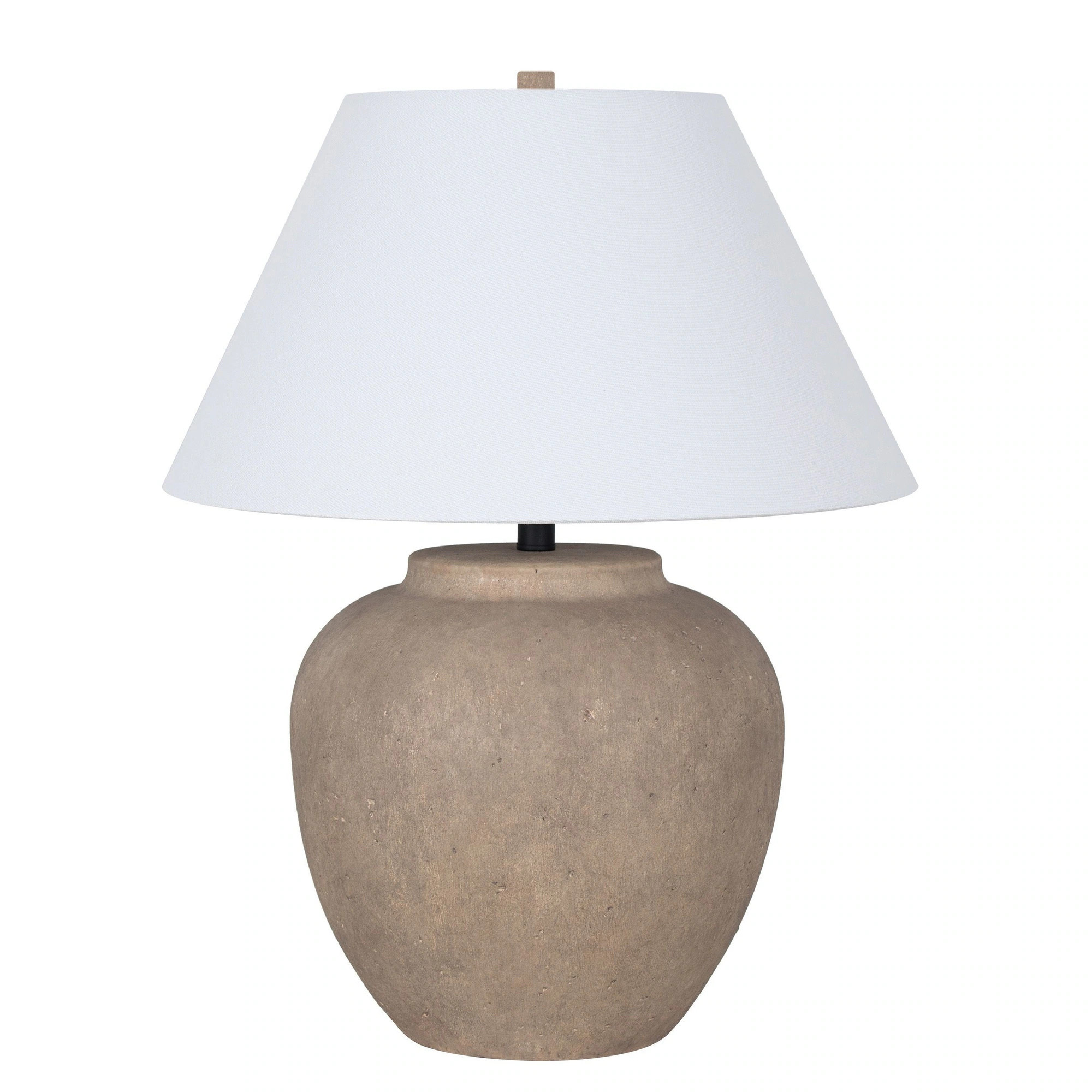 26" Ceramic Table Lamp with Linen Shade - Light Grey Concrete-like | Overstock
