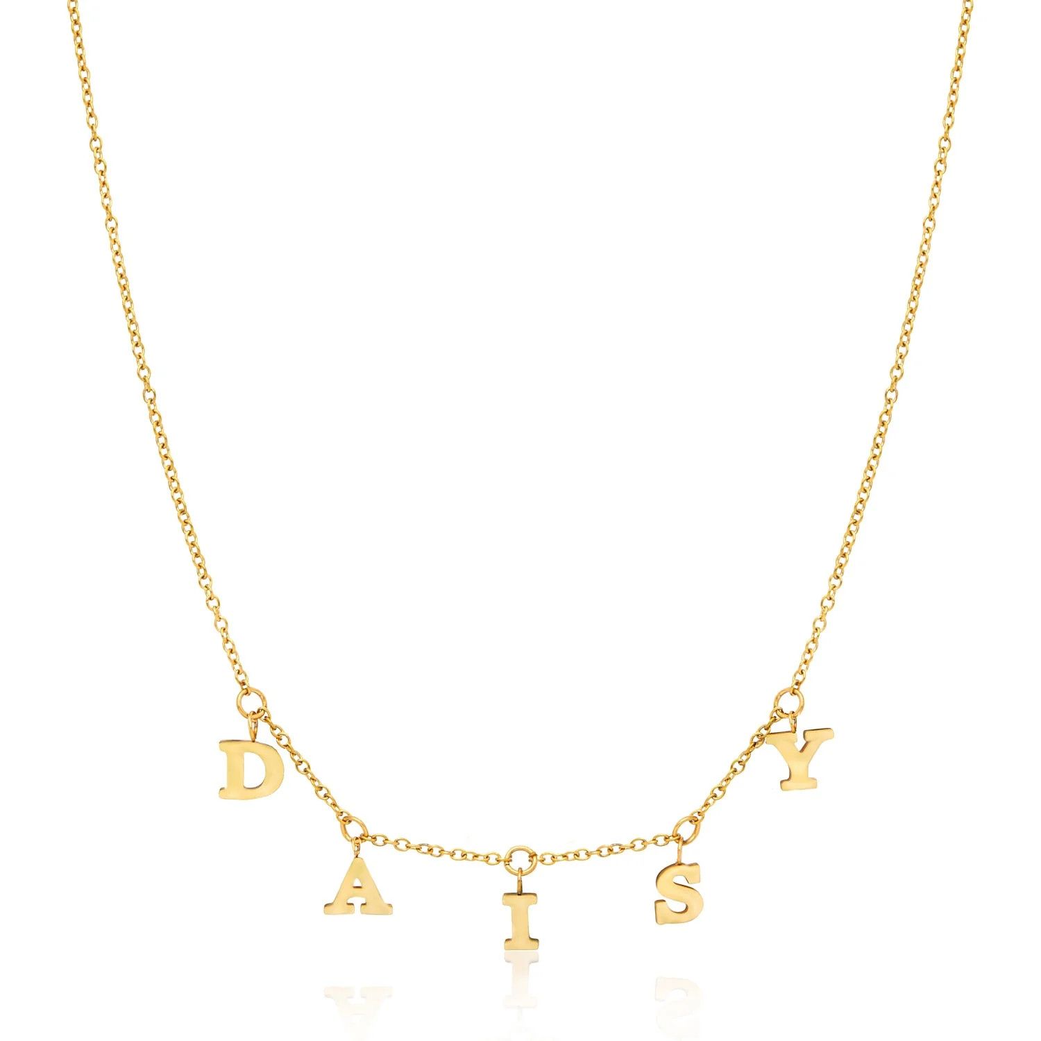 Mini Hanging Letter Name Necklace (Gold) | Abbott Lyon