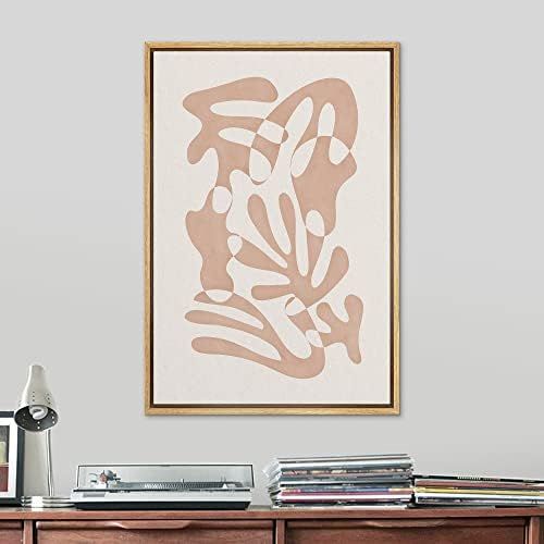 SIGNLEADER Framed Canvas Print Wall Art Floral Geometric Tan Line Art Symbols Abstract Shapes Illust | Amazon (US)
