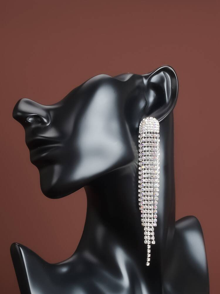 Rhinestone Tassel Drop Earrings | SHEIN