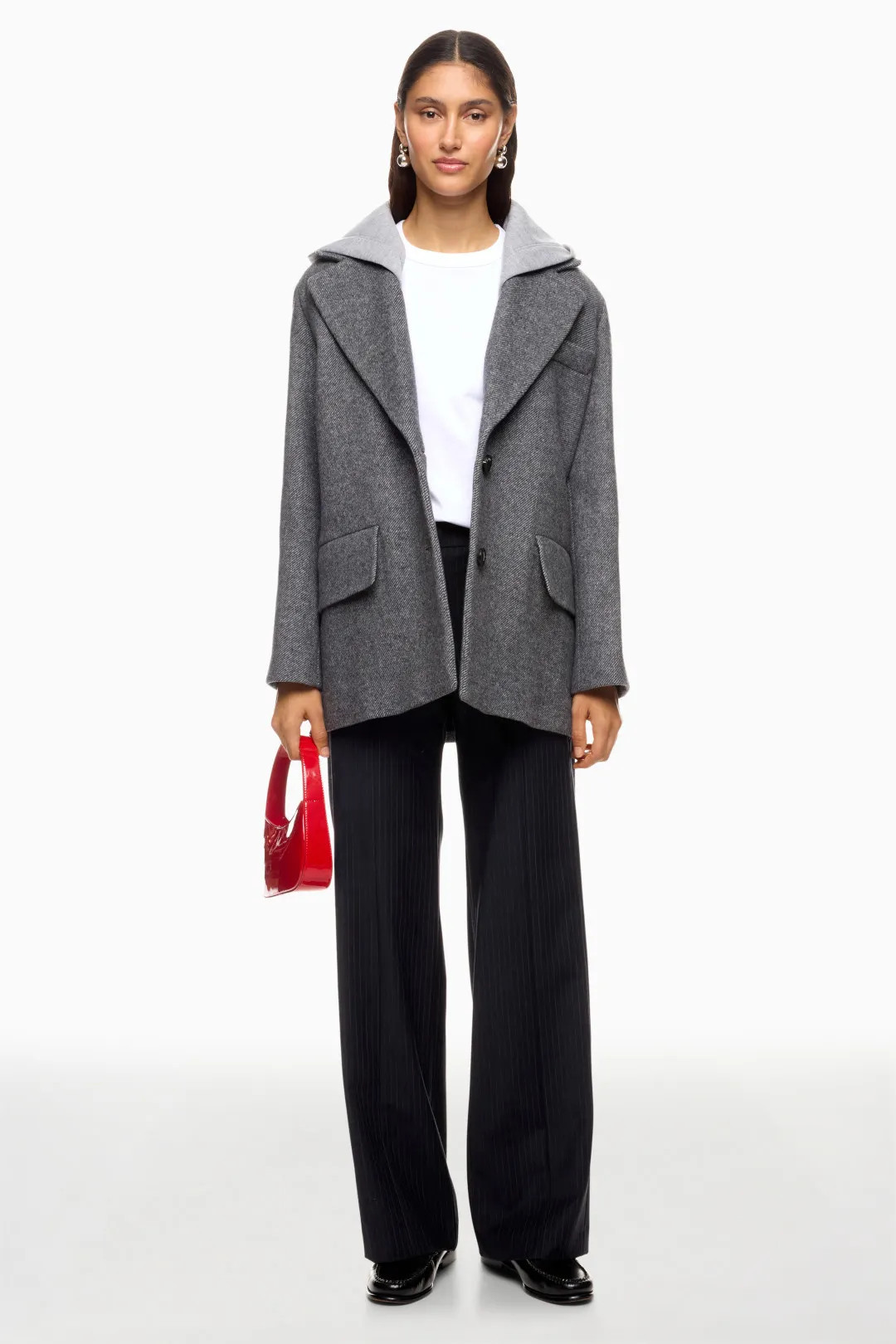 Sandro Grey Blazer With Attached Hoodie | Rent the Runway