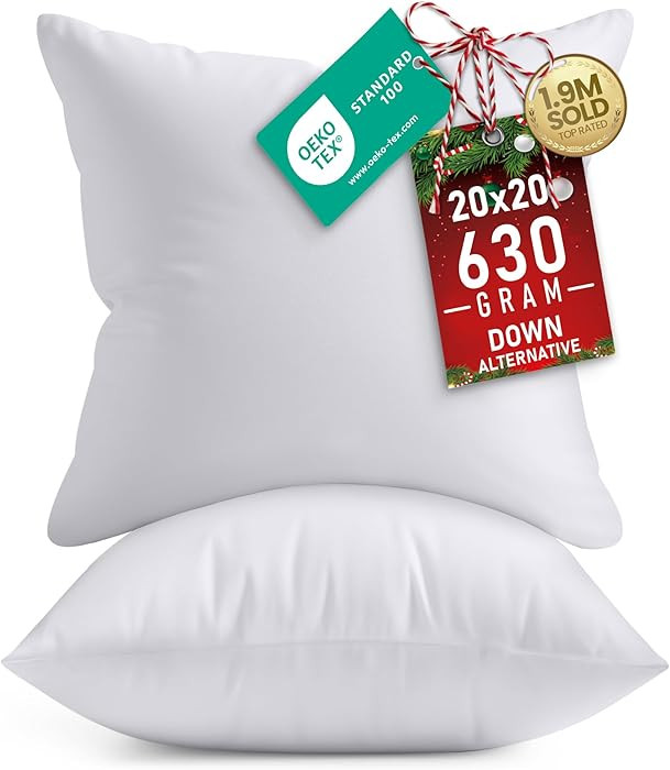 Utopia Bedding Throw Pillows Insert (Pack of 2, White) - 20 x 20 Inches Bed and Couch Pillows - I... | Amazon (US)