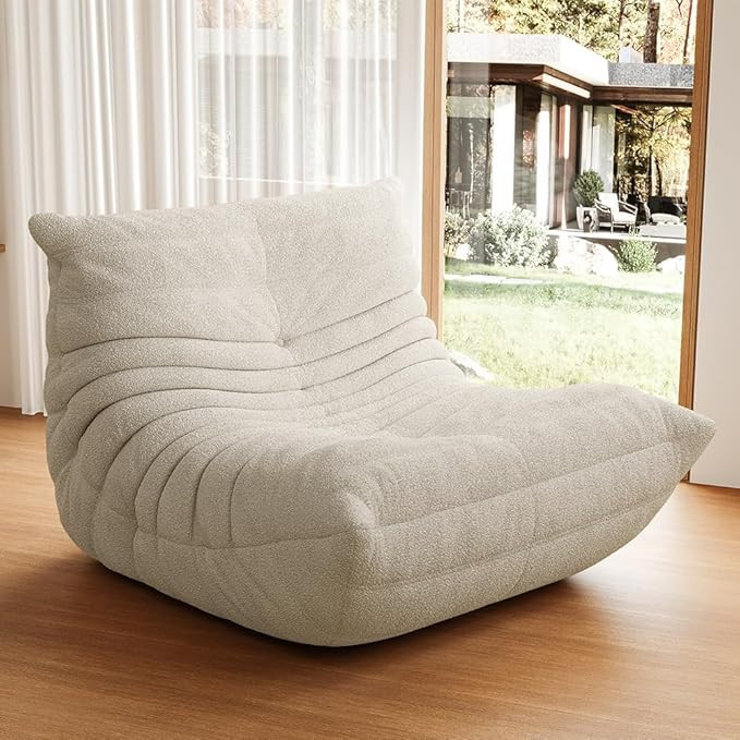 High-end Uncompressed Fireside Togo Chair, Bean Bag Chair for Adults with White Teddy Fabric Cove... | Amazon (US)