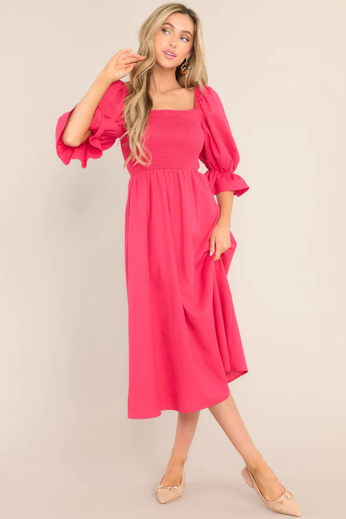 Enjoy The View Lipstick Midi Dress | Red Dress