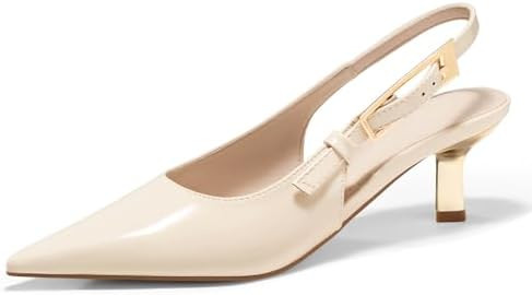 Coutgo Womens Slingback Kitten Heels Closed Pointed Toe Pumps Buckle Strap Wedding Party Dress Sh... | Amazon (US)