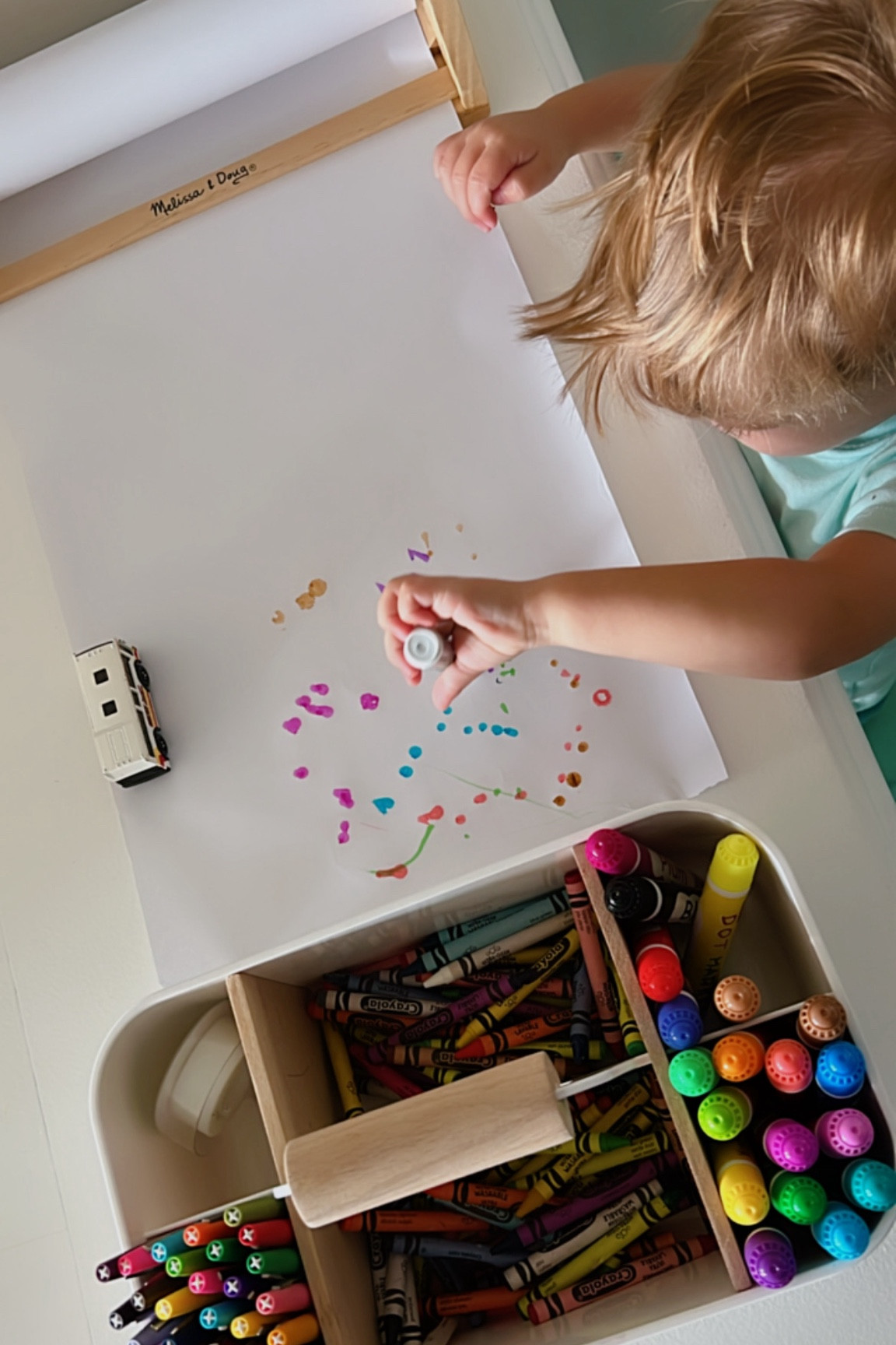 Playroom craft table must haves:
- paper roll holder
- caddy for crayons, markers, pens, etc
.
#craftroom #craftorganization #homeorganization #kidorganization #crafttable #playroom 

#LTKKids #LTKFamily #LTKHome
