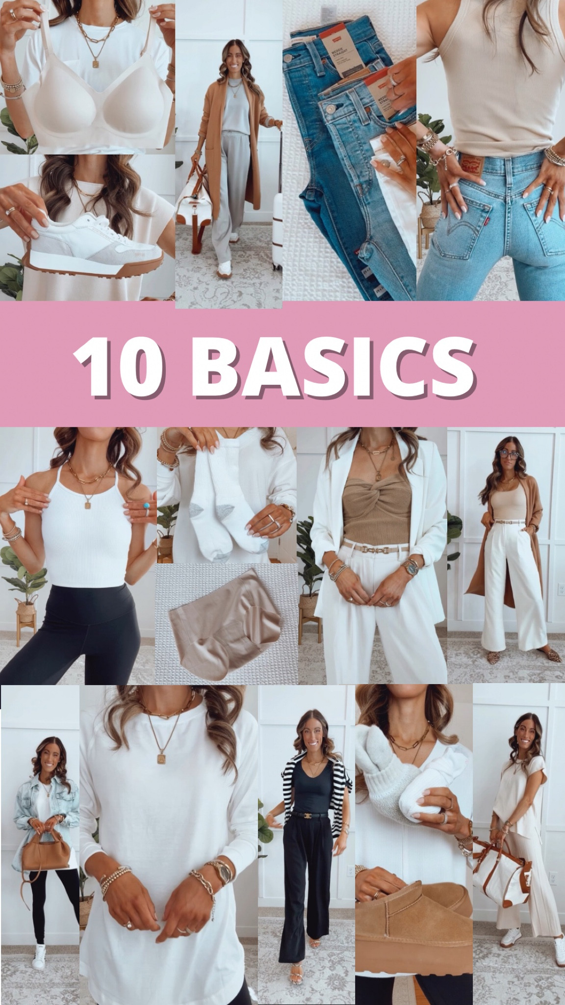 1. Anti-wedgie underwear - fit true to size 
2. Stretchy Jeans - size up if you need more room in hips and thighs 
3. Seamless Bra - fits true to size 
4. Tunic T-Shirt - fits true to size 
5. Cardigan - fits true to size 
6. Tanks - have a built in bra, fit true to size - multiple lengths 
7. Neutral Sneakers - fit true to size and are comfy! 
8. Trousers - run big - size down. I’m wearing a size 4 and am normally a 0-2
9. Belt - waist is adjustable 
10. Socks - fit true to size 

#LTKHoliday #LTKFindsUnder50 #LTKCyberWeek