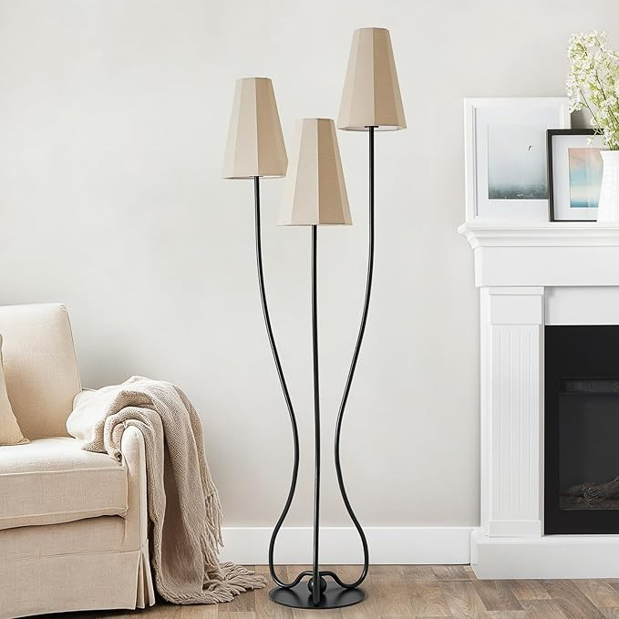 Artistic Vintage Floor Lamp, 3-Light Standing Lamps with Sculptural Curved Iron Base & Octagonal ... | Amazon (US)