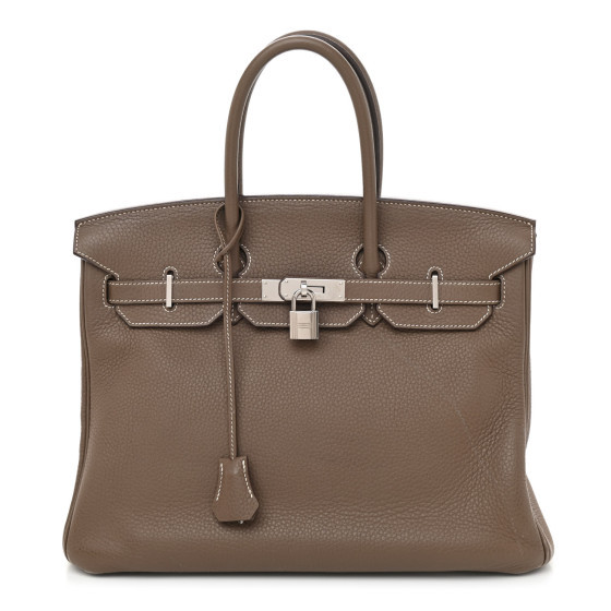 Taurillon Clemence Birkin 35 Etoupe | FASHIONPHILE (US)