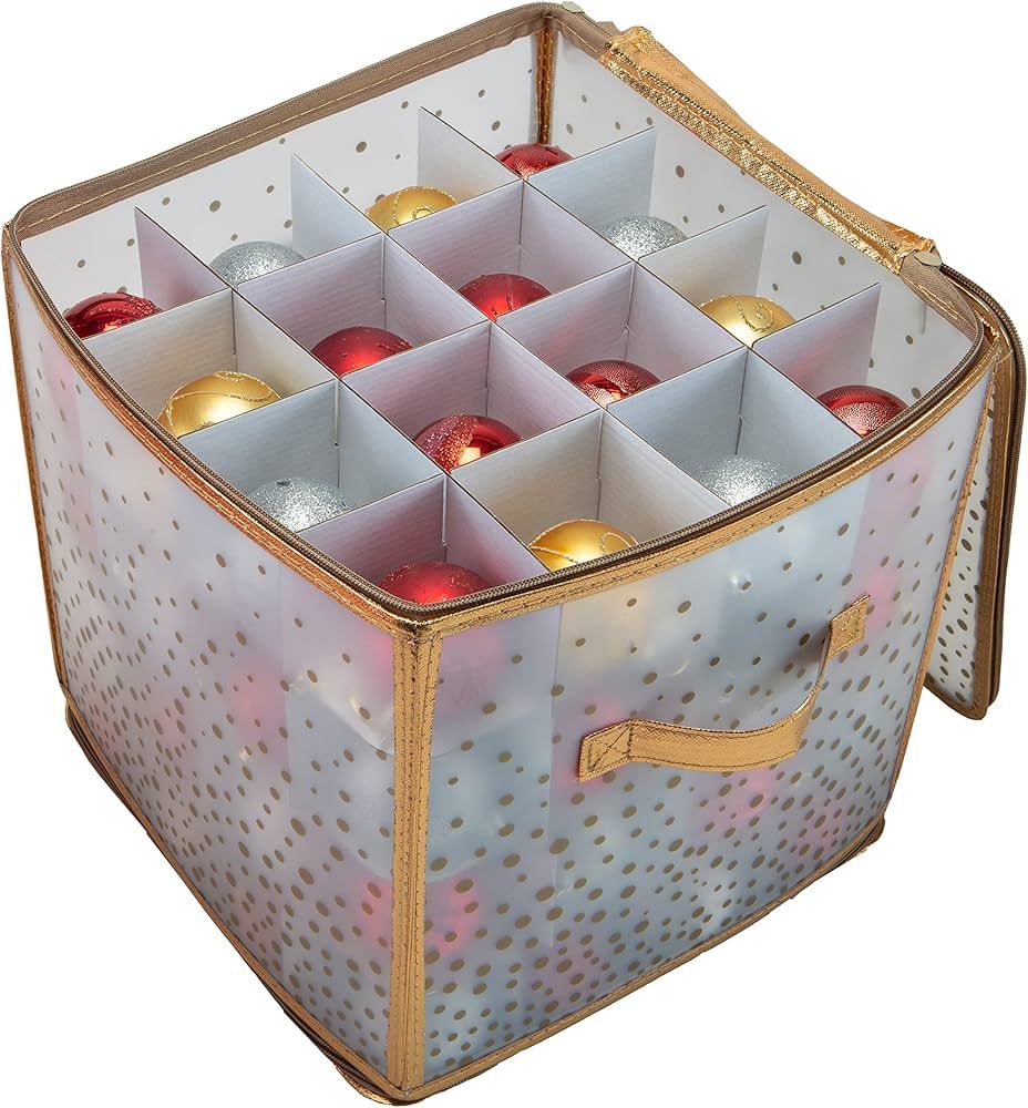 Simplify 64 Count Ornament Storage Box | Plastic | Decorative Organizer | Storage Bin | Gold | L1... | Amazon (US)