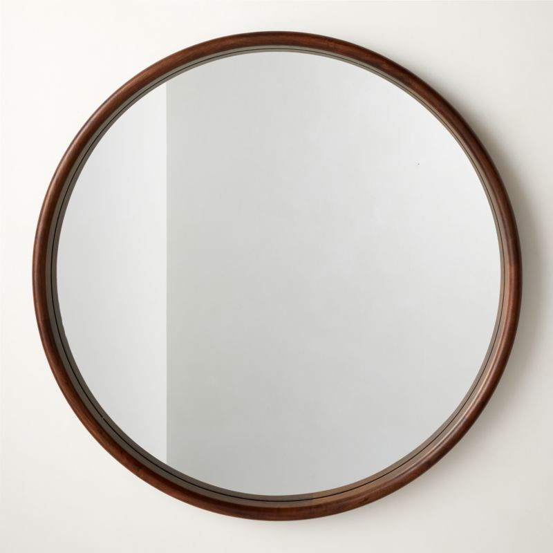 Saone Acacia Wood Round Wall Mirror 48" + Reviews | CB2 | CB2