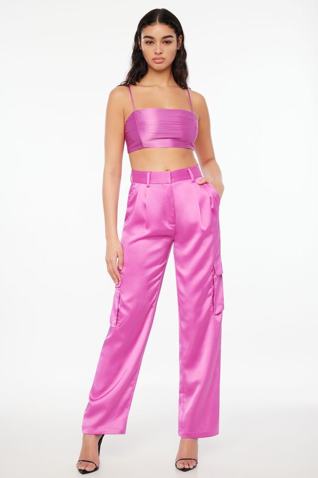 Pleated Satin Crop Top $34.95 | Dynamite Clothing