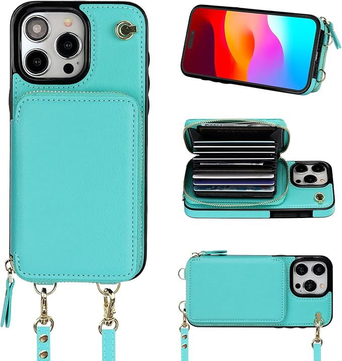 Bocasal Crossbody Wallet Case for iPhone 15 Pro Max, RFID Blocking Leather Purse Case with Card H... | Amazon (US)