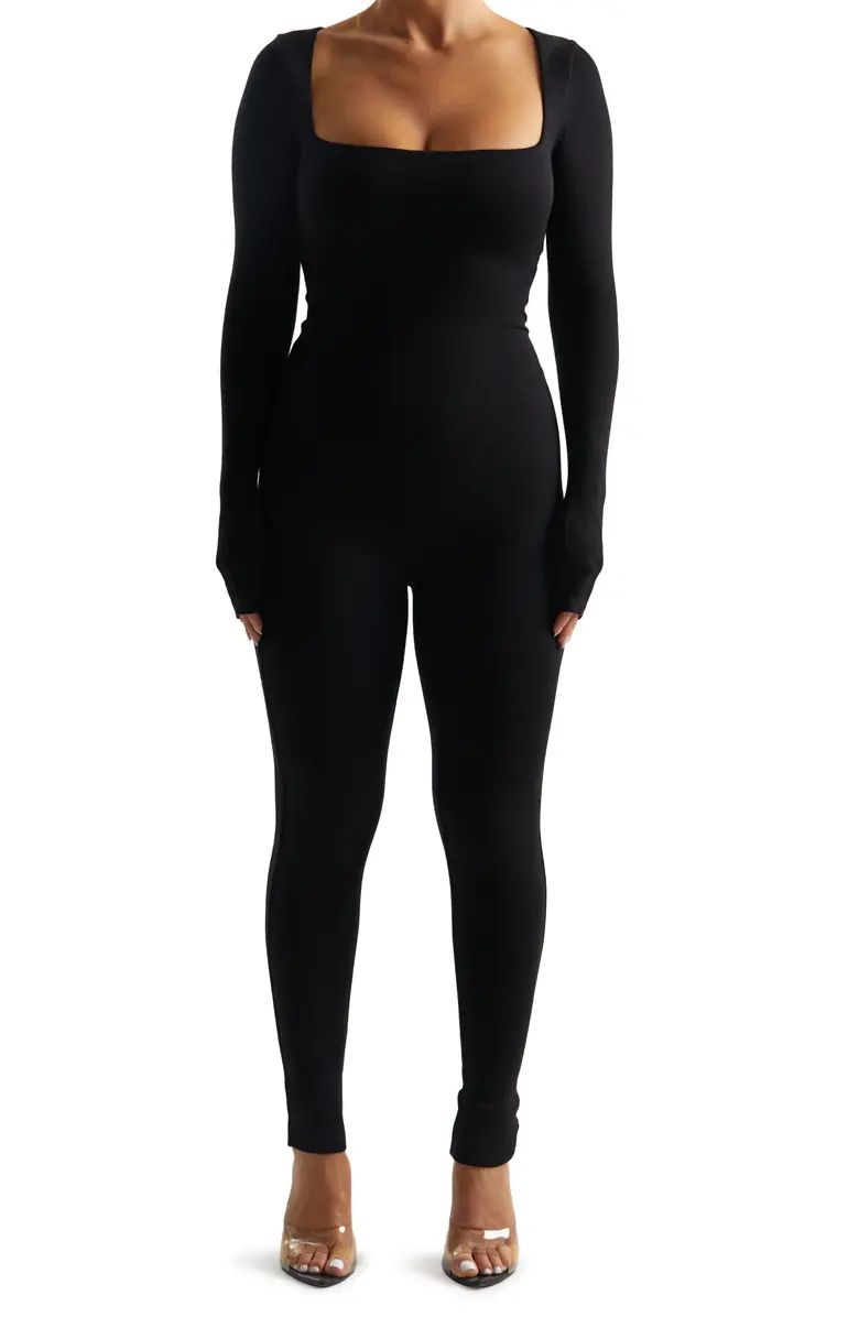 Naked Wardrobe Square Neck Long Sleeve Jumpsuit | Nordstrom | Nordstrom