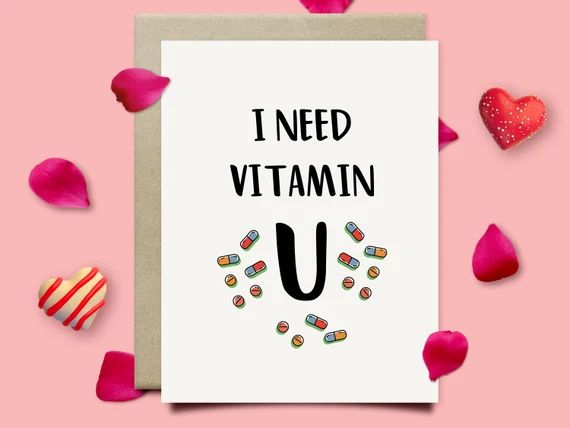 I Need Vitamin U Valentines Day Card for Him or Her Romantic | Etsy | Etsy (US)