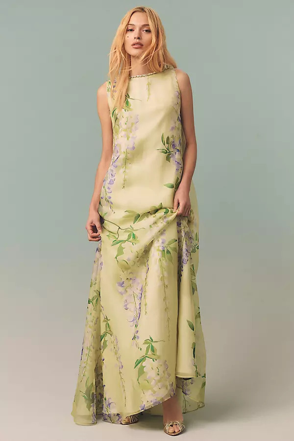 Yumei Silk Embellished Maxi Dress | Anthropologie (US)