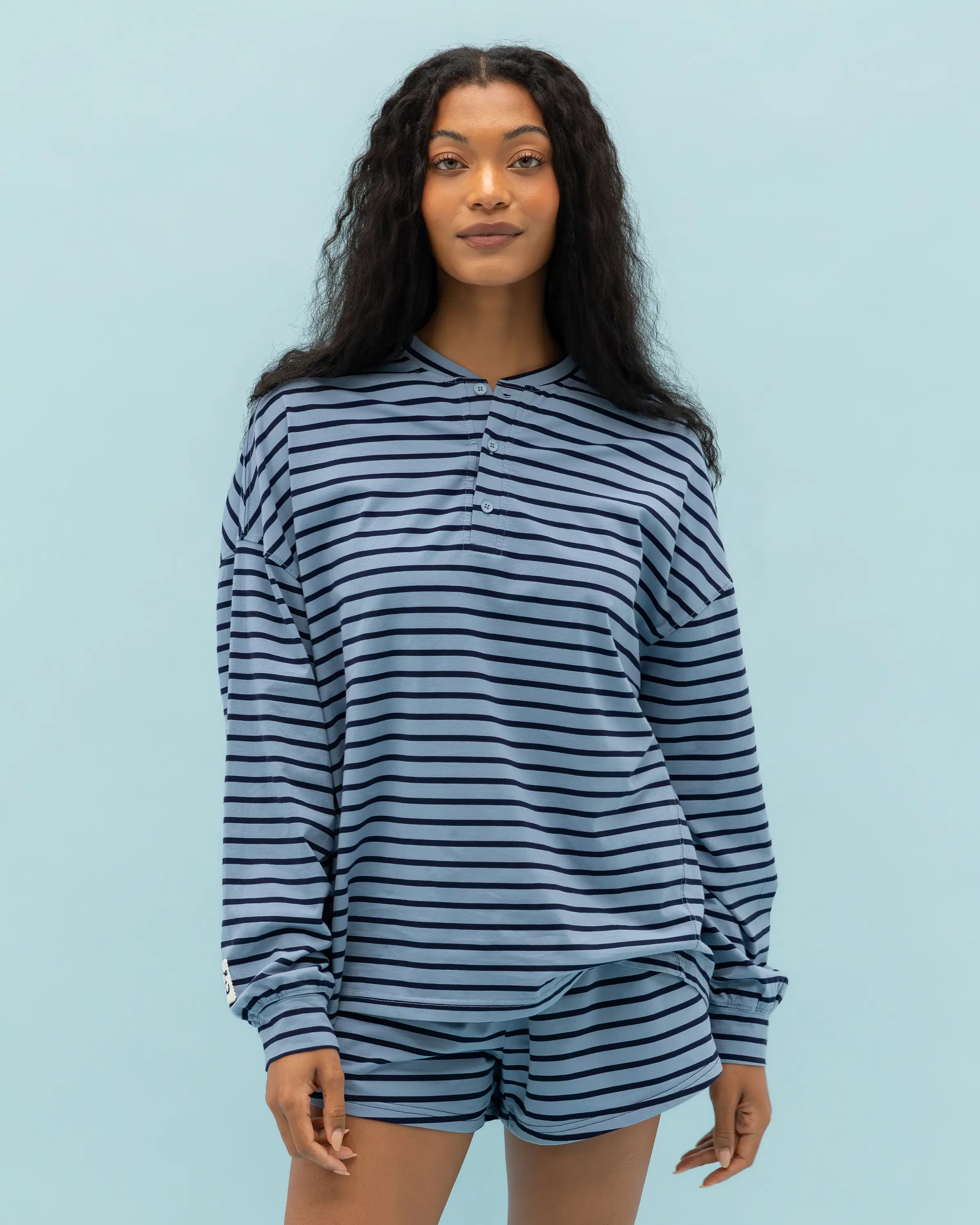 Long Sleeve Striped Henley | Eleven Eleven