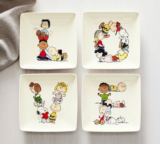 Peanuts™ Love Stoneware Appetizer Plates - Set of 4 | Pottery Barn (US)