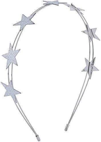 Lux Accessories Silver Tone Glitter Star Celestial Double Row Wire Headband | Amazon (US)