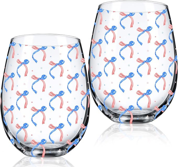 Sliner 2 Pack 250th Anniversary Stemless Wine Glasses 17oz Patriotic Drinking Glasses Independenc... | Amazon (US)