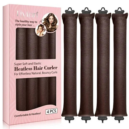 Heatless Curls Overnight Rods Set – 4PCS Flexible Heatless Curling Rods for Long & Short Hair, Soft No Heat Hair Curler Blowout Styling Tools for Loose Waves or Tight Curls | Walmart (US)