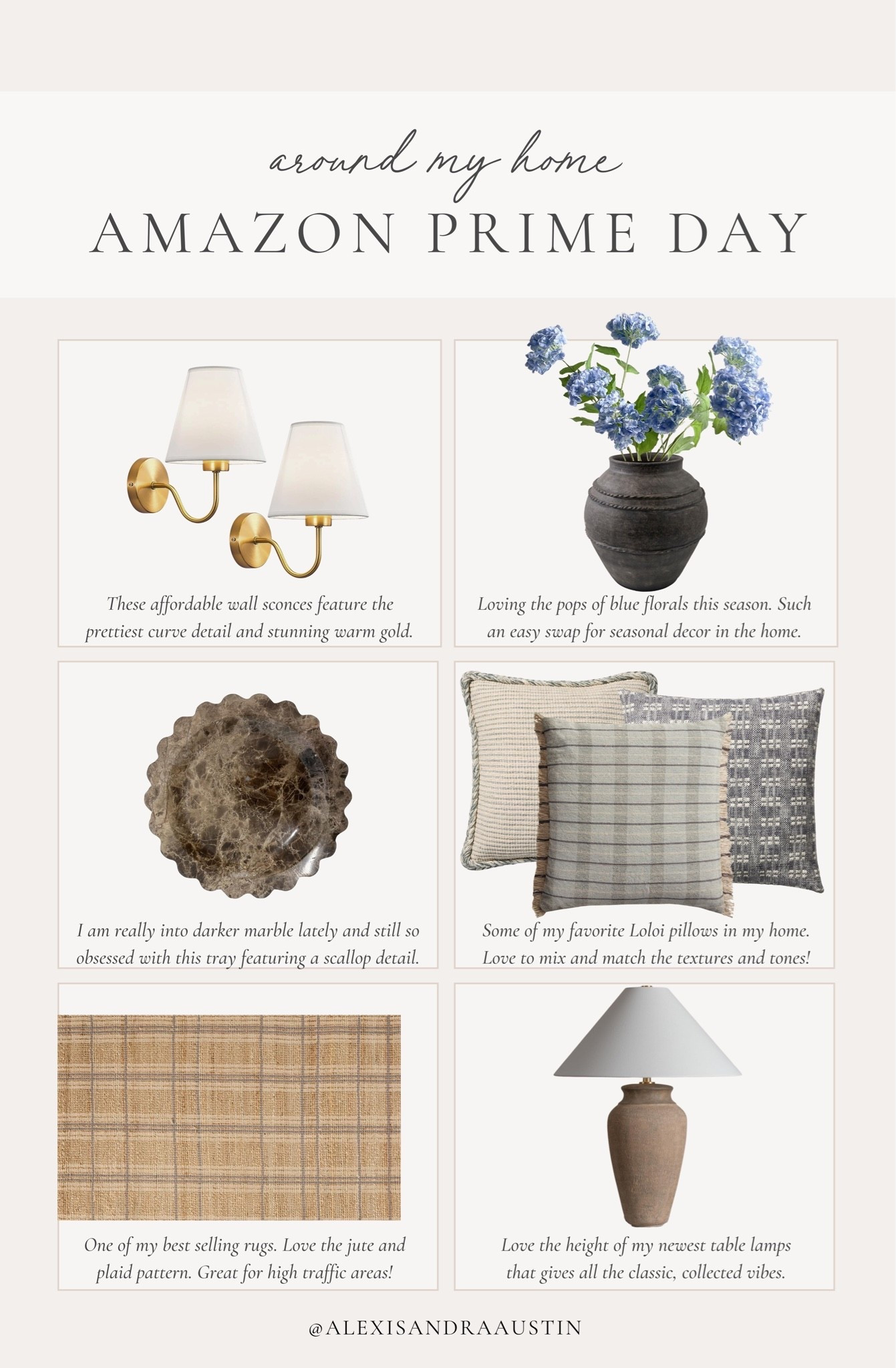 Amazon Prime Day favorites around my home! From stunning lighting details to my cozy and collected throw pillows, find all of the best timeless home decor for an elevated space this season. 

Home finds, neutral home inspo, Amazon Prime Day, deals of the day, sale alert, collected style, neutral decor, lighting details, faux florals, vase favorites, marble details, cozy throw pillows, jute rug, neutral area rug, table lamp, Magnolia, Loloi, Chris Loves Julia, shop the look!

#LTKSeasonal #LTKHome #LTKSaleAlert