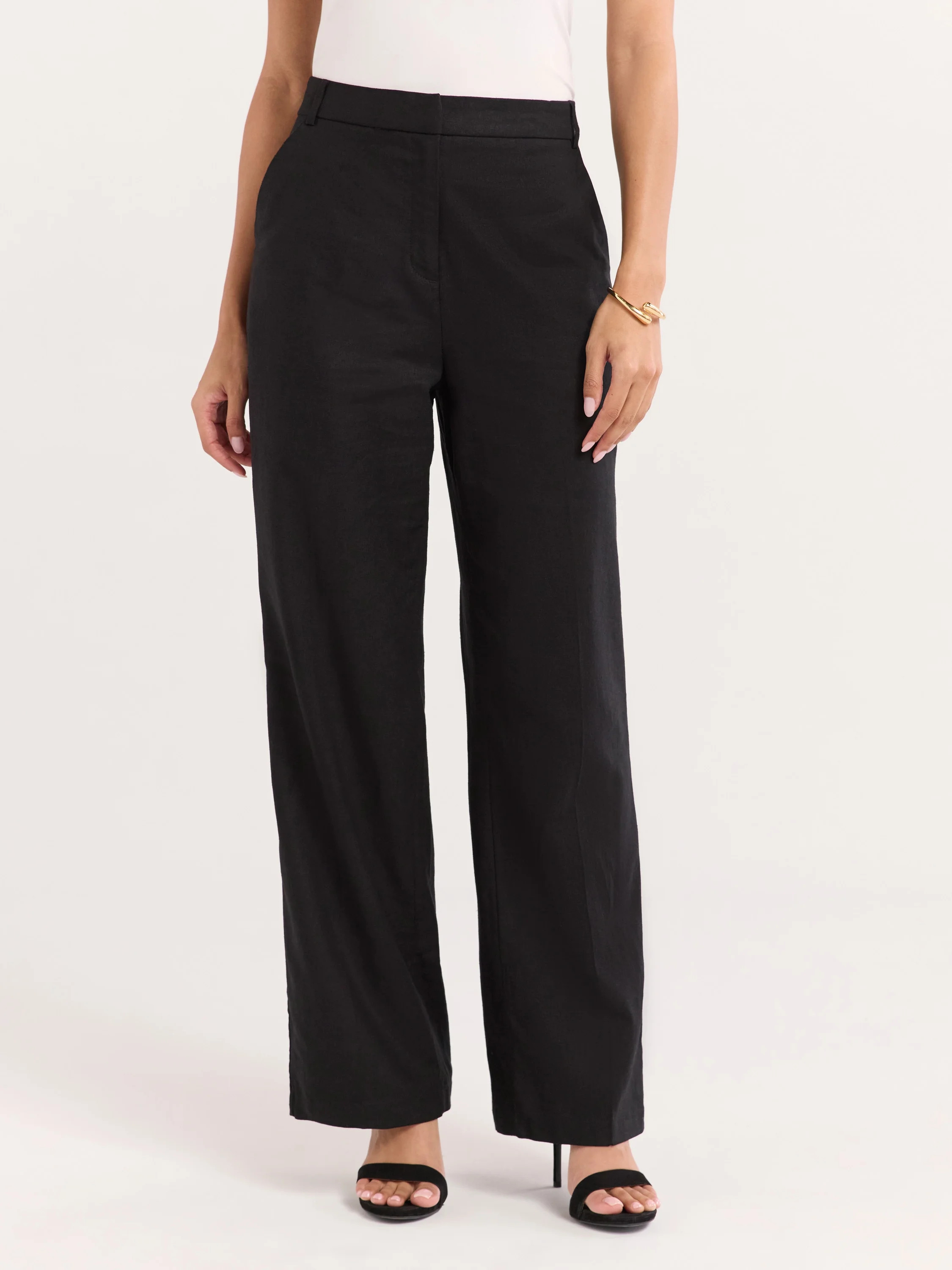 Sofia Jeans Women's and Women's Plus Linen Blend Wide Leg Pants, 32" Inseam, Sizes 0-28W | Walmart (US)