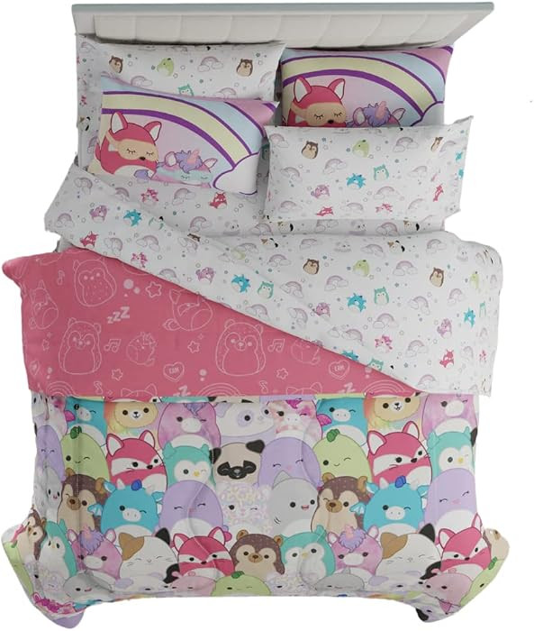 Franco Squishmallows Bedding Super Soft Comforter and Sheet Set with Sham, 7 Piece Queen Size | Amazon (US)