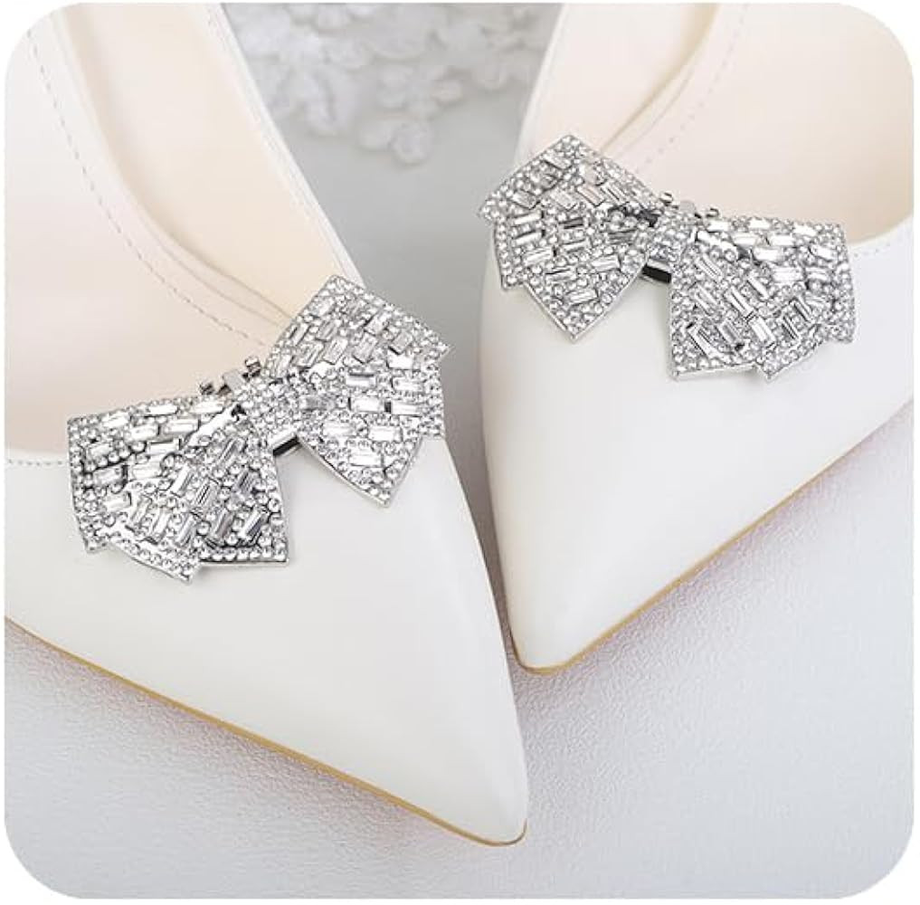 JWICOS 2Pcs Sparkly Bow Clips - Detachable Buckles, Decorative Rhinestone Charms Accessories for ... | Amazon (US)