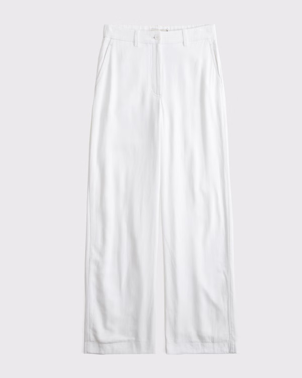 Women's Tailored Linen-Blend Wide Leg Pant | Women's Bottoms | Abercrombie.com | Abercrombie & Fitch (US)
