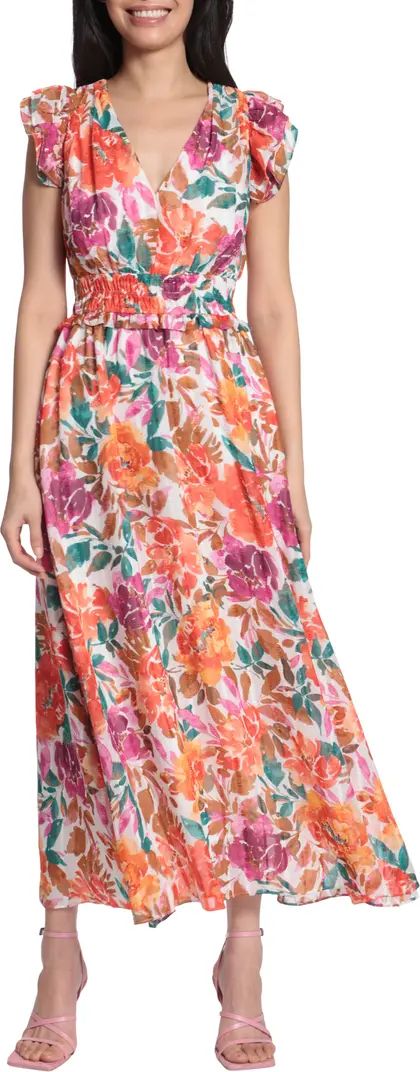 Floral Print Ruffle Smocked Maxi Dress | Nordstrom