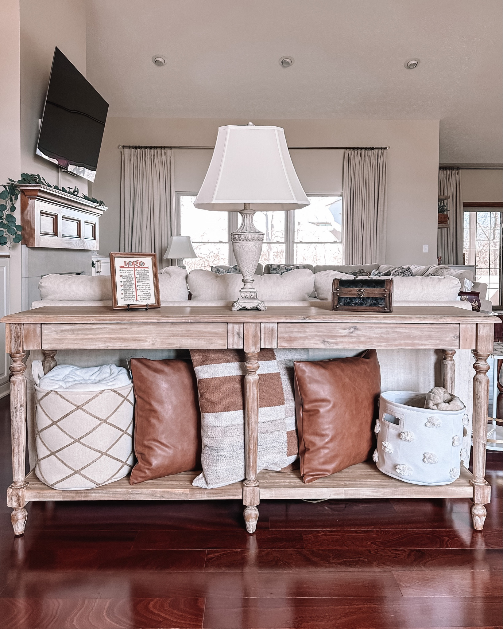 I love this cozy space!!
Living room, console table, table lamp, throw pillows, basket, organization, home decor, Amazon home

#LTKhome #LTKsalealert #LTKSeasonal