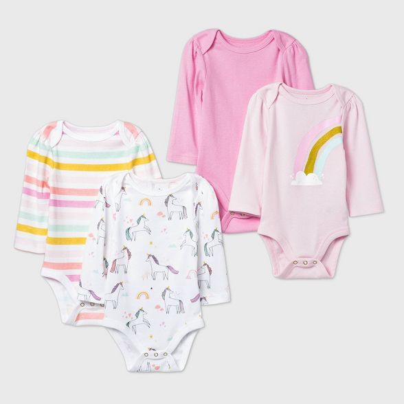 Baby Girls' 4pk Long Sleeve Bodysuit - Cloud Island™ | Target